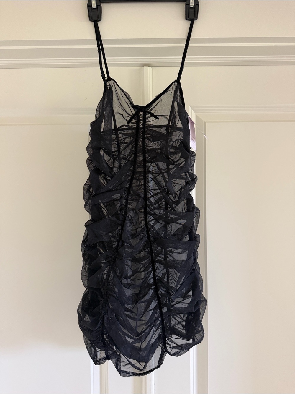 Auden Mesh Lingerie Slip Dress in Black Sheer Ruched Chemise Bodycon Women S NEW - Picture 6 of 12